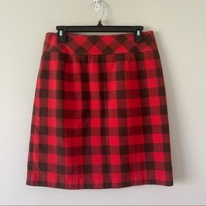 Chadwick’s red Buffalo plaid lined skirt